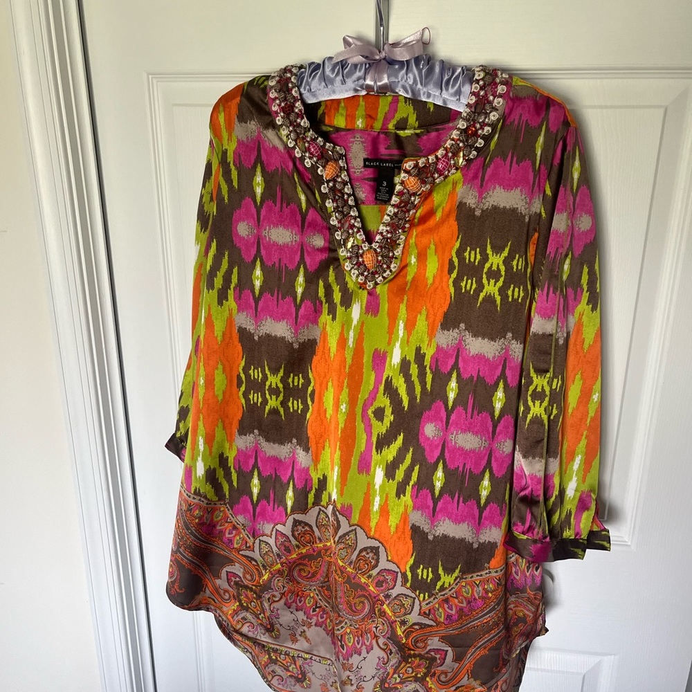 Chico's Vibrant Beaded Neck Tunic
